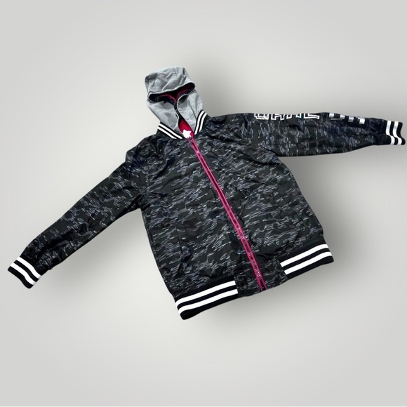 365 Kids Black and Gray Camouflage Zip Up Hooded Jacket - Picture 2 of 11